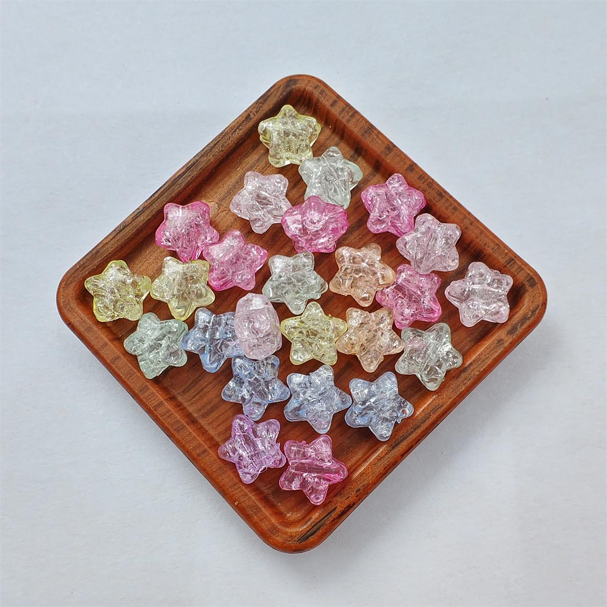 

100 шт. свободные бусины с плоским дном, имитация стекла, браслет, ожерелье, аксессуары, пятиконечная звезда, материалы ручной работы, мода «сделай сам» разноцветный