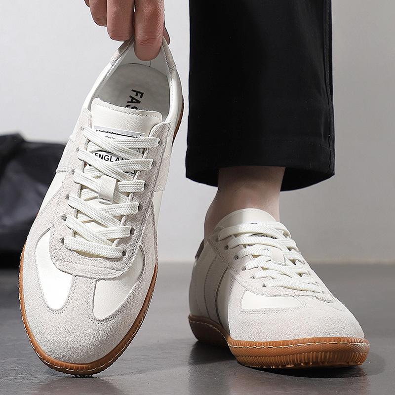 Dexun shoes men's spring sports and leisure retro versatile color matching flat-soled Forrest Gump simple lace-up men's shoes trendy little white boa