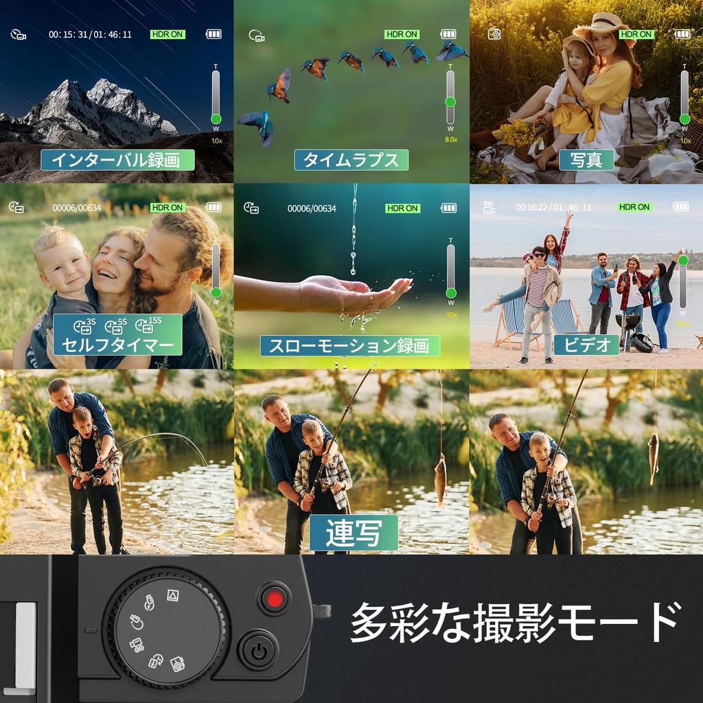 NBD 5K 48MP Digitalkamera und App 16x Zoom SLR-Kamera mit Klappbildschirm Bildstabilisierung Makroobjektiv Webcam-Funktion [Wi-Fi-Steuerung] 180°