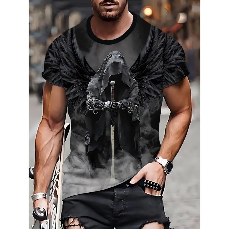 

Летний топ с круглым вырезом и 3D-принтом скелета, модная повседневная мужская футболка с коротким рукавом 6XL