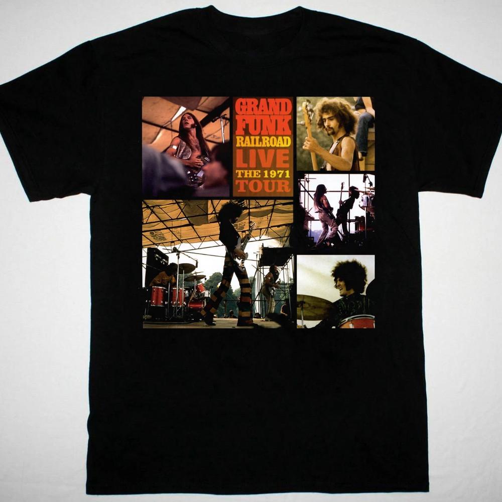 

Grand Funk Railroad live 1971 Tour Classic Black Cotton T Shirt FUll Size S-5XL Unisex T-Shirt XXXXL