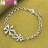 925 Sterling Silver White AAA Zircon Flowers Bracelet Jewelry