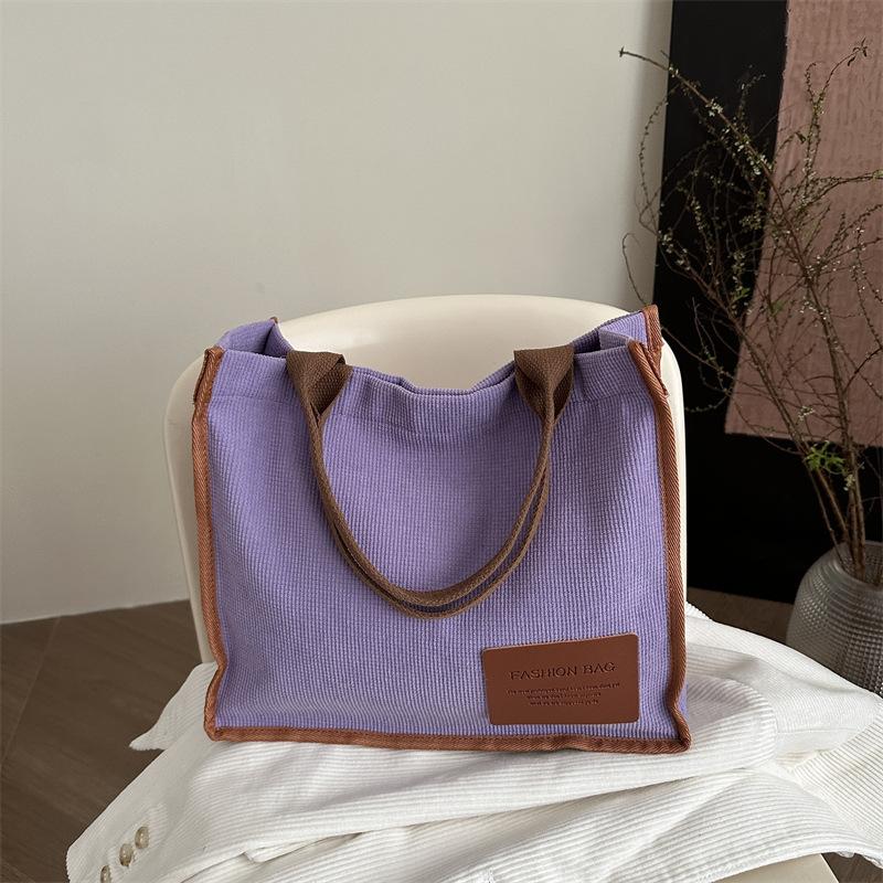 

Женская сумка-тоут большой вместимости 2025 лето новая модная холщовая сумка через плечо повседневная корейская версия сумочка сумка для поездок на работу фиолетовый