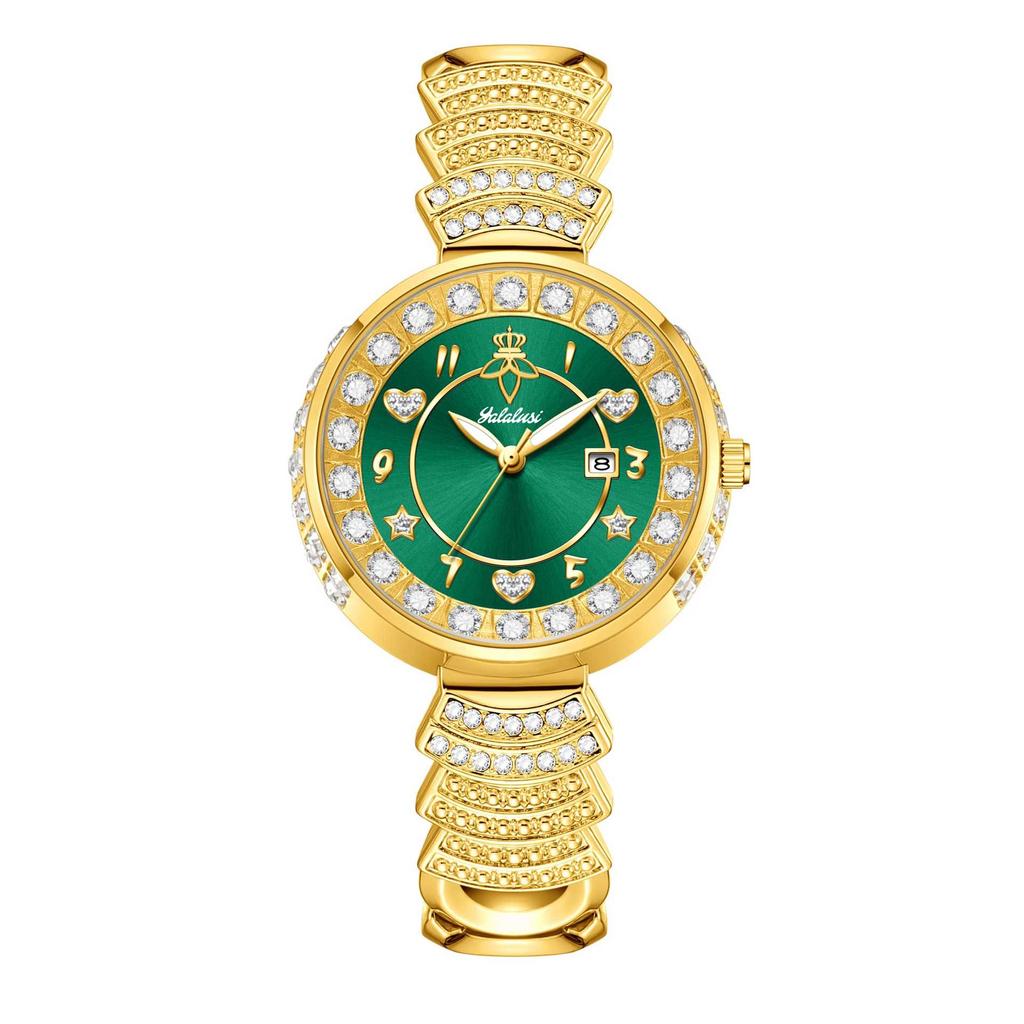 Yalalusi Luxury Gold Diamond Women'S Watch Heart-Shaped Women'S Watch Scale Diamond-Set Fashion Watch Women'S Watch