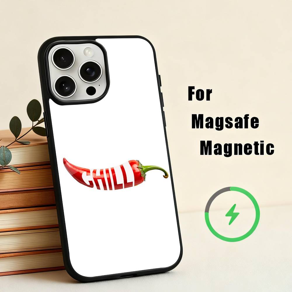 L-Love Red Chili Phone Case For iPhone17,16,15,14,13,12,11 Plus,For Magnetic Wireless Charge Cover