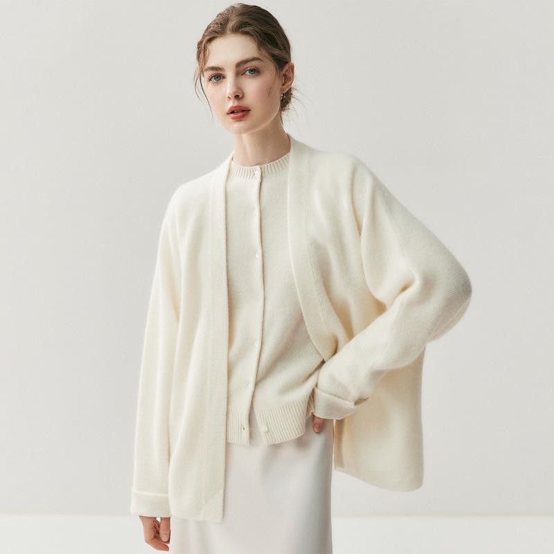Женский темпераментный серый шерстяной свитер-пальто - Свободный флисовый кардиган, кашемировый шарф, ленивый зимний вязаный стиль One Size