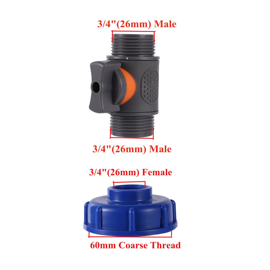 IBC Tank Adapter S60*6 Coarse Thread To 1/2'' 3/4'' Thread Water Tank Replacement Valve Garden Agriculture Irrigation Fitting