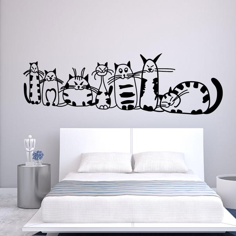 Cute Cat Home Background Removable Waterproof Decorative Wall Stickers
