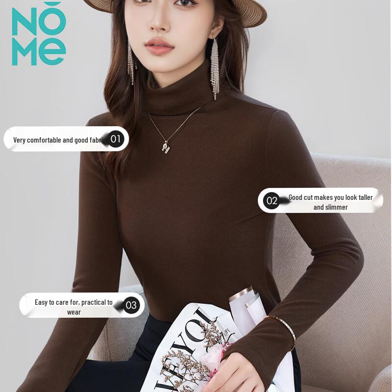 NOME Women's Ribbed Turtleneck Long Sleeve Base Layer Top