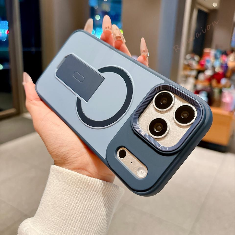 Official Magnetic Phone Case For iPhone 17 11 12 13 14 15 16 17 Pro Max Air 15 16 Plus Magsafe Stand Shockproof Protector Cover