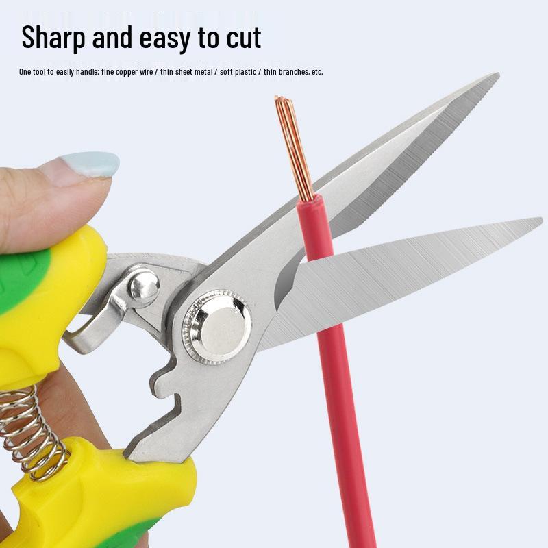 Industrial Multi-Purpose Tin Snips & Shears: PVC Slot, Wire Cutting, Electrician & Garden Pruning