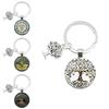 Modern Minimalist Tree Of Life Glass Keychain With Silver Alloy Pendant For Gift Giving