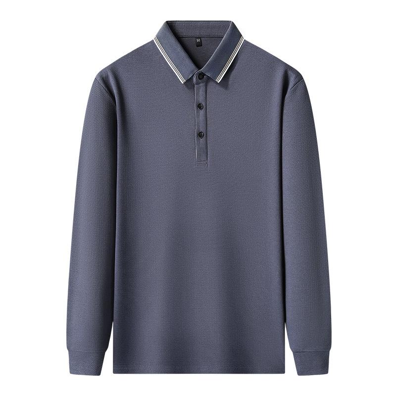 Хлопок однотонный длинный рукав поло с лацканами мужская новая осенняя свободная рубашка — фото 6