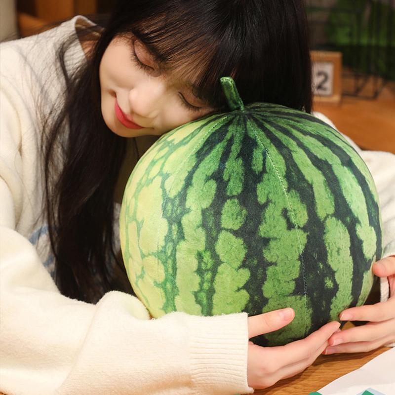 Adorable 3D Watermelon Plush Sofa Pillow Reallife Fruits Cushion Simulation Watermelon Stuffed Soft Pillow Home Decor Gift