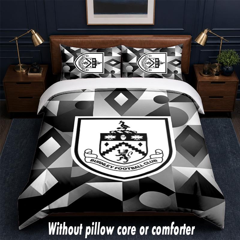 Burnley Football Design Bed Bedding Set 1 Duvet Cover + 2 Pillowcases Soft Breathable Household Bed Linens