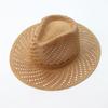 Spring and Summer New Hollow Cowboy Hat Woven Breathable American Jazz Top Hat Outdoor Shading Straw Hat Panama Straw Hat