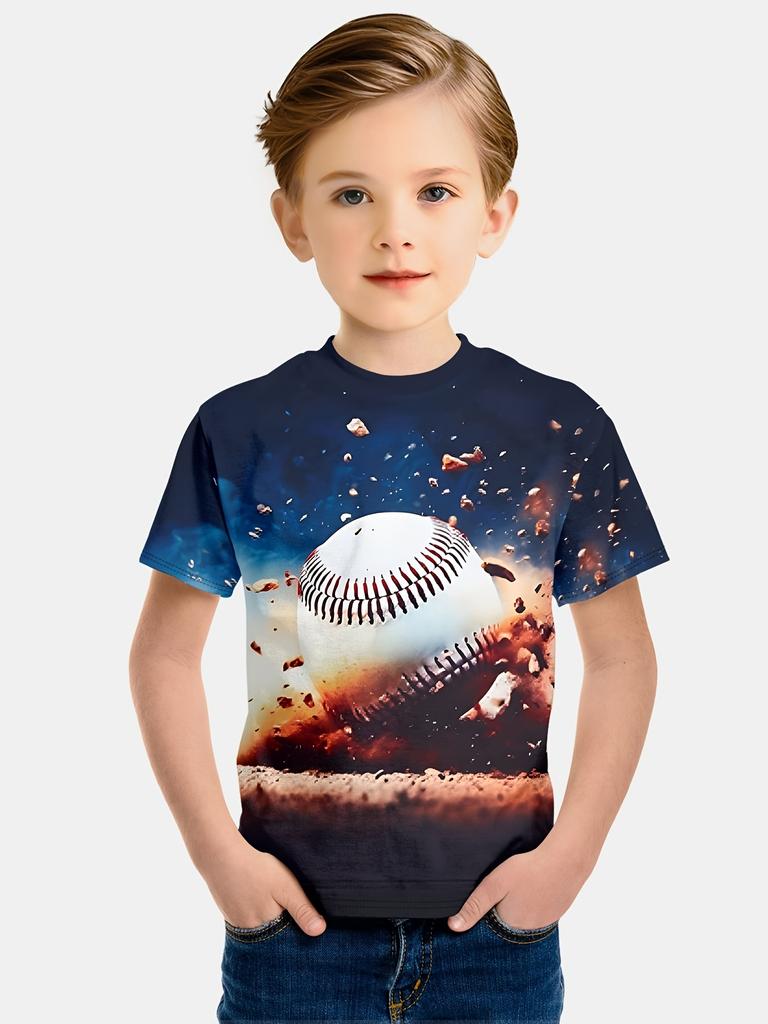 Children's T-Shirt Boy Casual Girls Short Sleeve T-Shirt Summer Cartoon Soccer Sports T-Shirts for Boys Round Neck Children Top