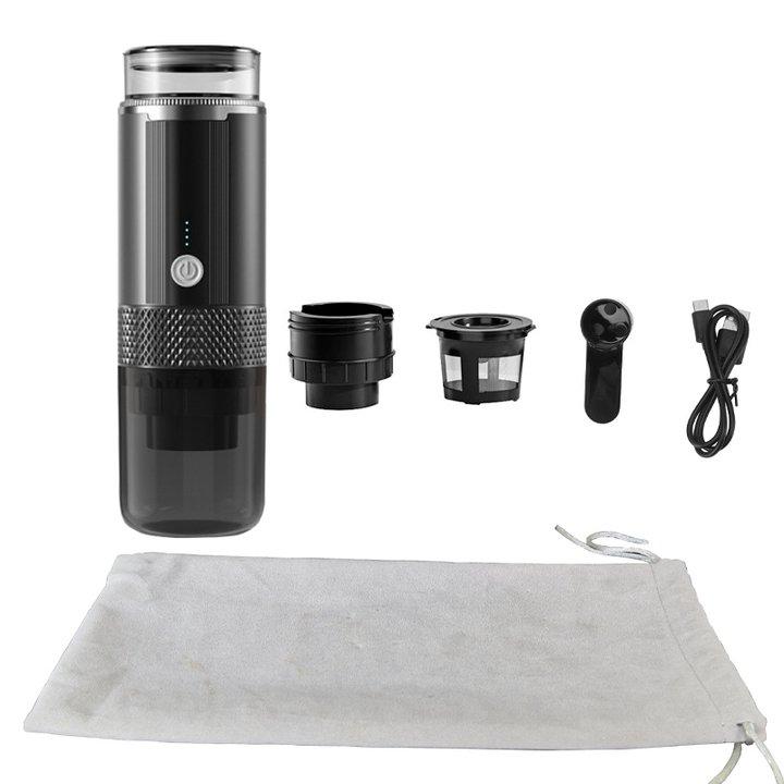 

Беспроводная портативная эспрессо-машина, дорожная кофеварка, маленькая перезаряжаемая кофемашина для кемпинга, автодома, пеших прогулок, офиса чёрный