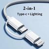 2 in 1 PD 60W Typ C Kabel für iPhone 16 15 Pro Samsung S23 Xiaomi 3A USB Schnellladekabel für iPhone 14 13 Datenkabel