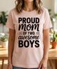 Proud Mom of Two Boys T-Shirt, Motherhood Cotton Tee