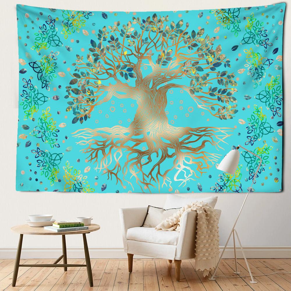 

Светло-зеленый гобелен «Древо жизни», настенный богемный психоделический колдовство, загадочная гостиная, общежитие, домашний декор 200x150CM