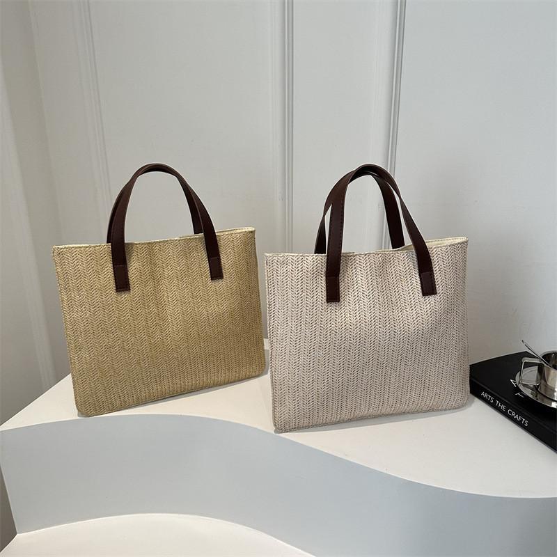 Summer 2024 Large Capacity Woven Tote Bag Stylish Soft Handheld Women's Purse