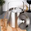 Steel Thermal Ice Cube Bucket Thermos Ice Container + Tongs