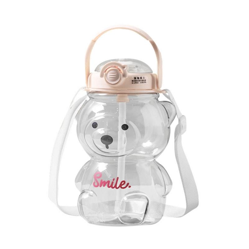 

Kids Water Bottles Leakproof Carry Strap Backpack Drink Spout Cute Bear Water Jug School Office Large Capacity