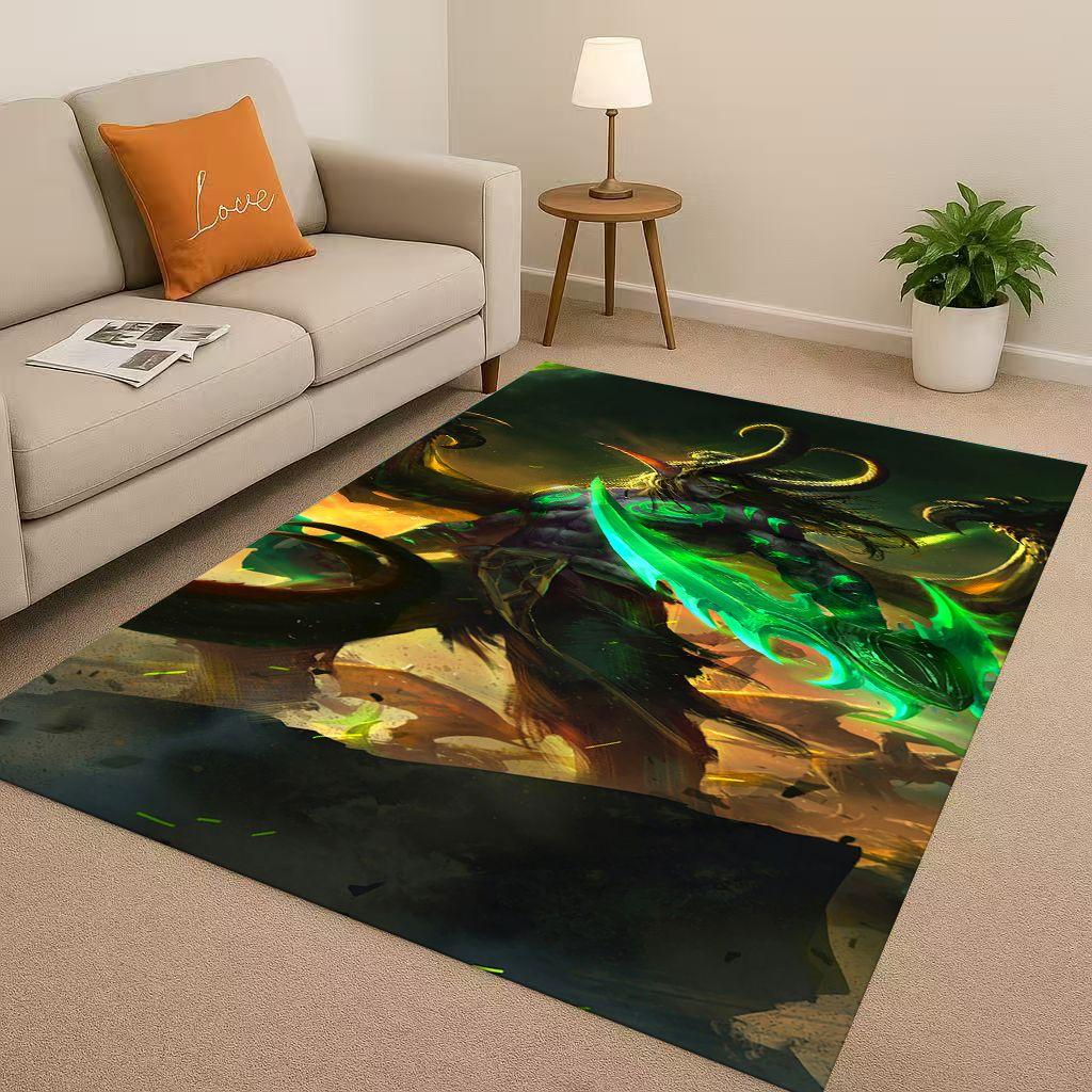 HD WOW World of Warcraft Game Demon Hunter Arthas Living Room Non-Slip Area Rug Carpet for Bedroom Playroom Sofa,Home Doormat