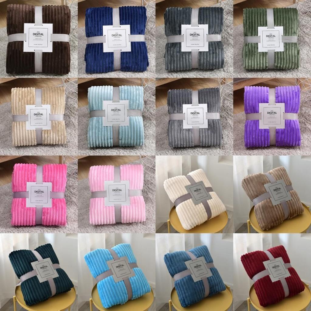 Flannel Blanket Fleece Sofa Soft Solid Color Bedspread Plush Bed Gift Cover
