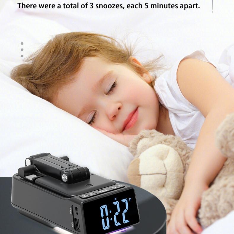 Alarm Clock Bluetooth Speaker Tablet Mobile Phone Stand Rotation Lifted Folding Portable Charging Bank LED Colorful Lights U Disk Player