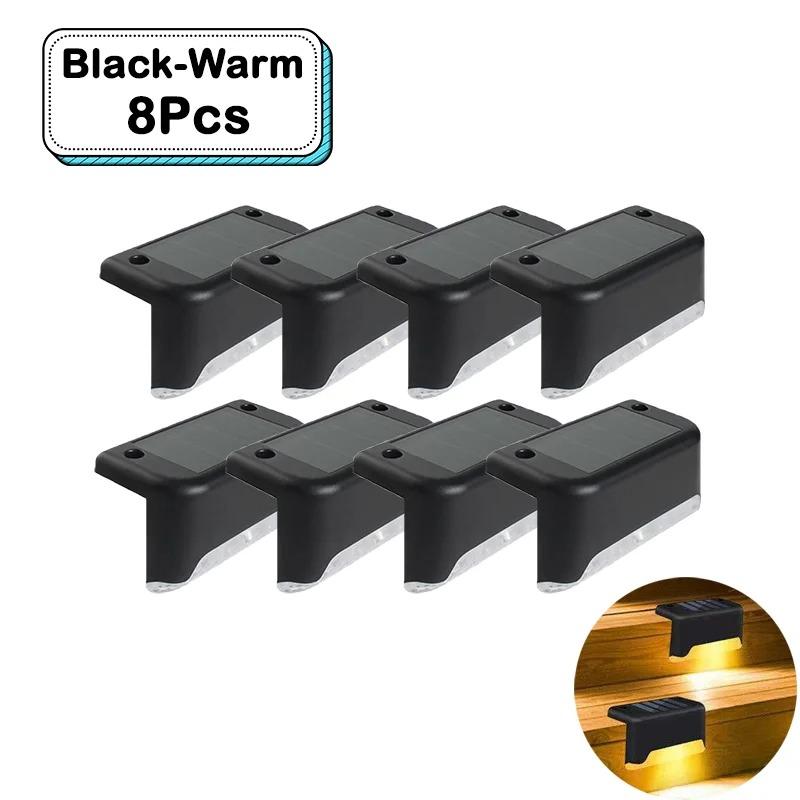 Solare Stufenleuchten für den Außenbereich Warmweiße LED Wasserdichte Treppenwegbeleuchtung für Garten Terrasse Zaun Balkondekoration Solarenergie