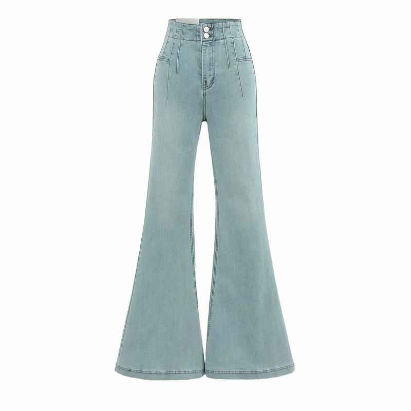 Spring and Summer New Women's Clothing French Retro Washed Effect Hip Raise Slim Fit Slim Looking Horn Hem Length Denim