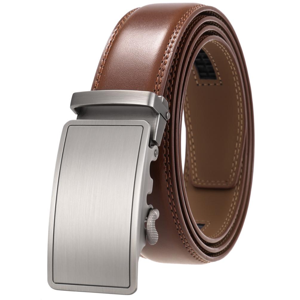 1Pcs Fashion Automatic Buckle Belt, Men'S Belt, Two-Layer Cowhide Ly35-1070-1
