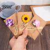 Romantic Sunflower Rose Greeting Cards 5Pcs DIY Dried Flower Cards, Handmade Note with Artificial Flowers, Jute Twine Personalized Message Flowers