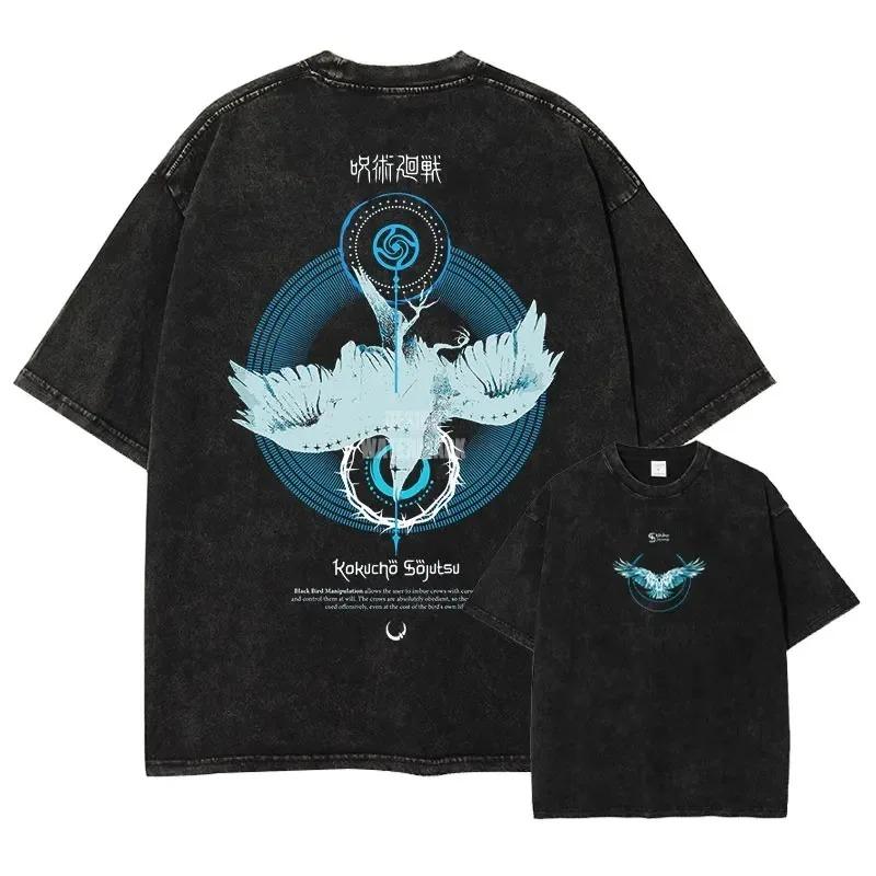 Anime J-Jujutsu K-Kaisen T Shirts Manga Washed Oversized Vintage Washed High Quality Hot Product Unisex Sweatshirt Sports Soft