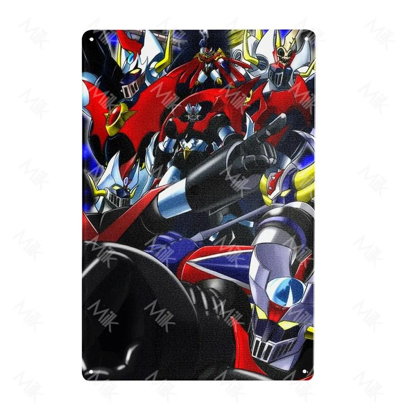 Anime Goldrake Goldorak Mazinger Z Metal Tin Sign Rectangle UFO Robot Grendizer Signs Plaque Bar Cafe Bedroom Wall Art Decor