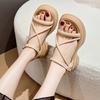 Women's Concise Sandals Platform Sole One-line Buckle Narrow Band Shoes Women Dress Roman Sponge Cake Base Zapatillas De Mujer