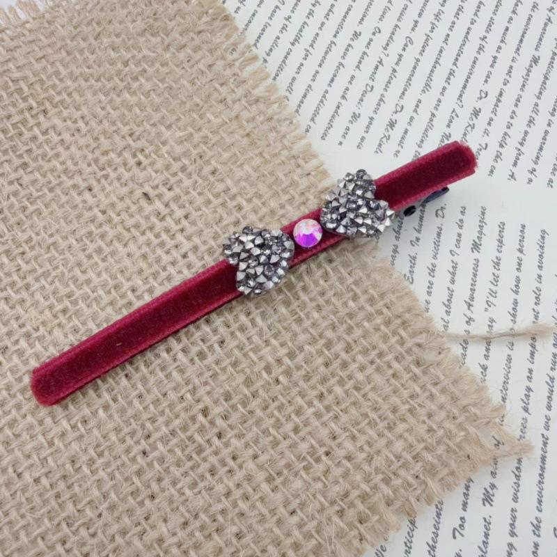 Korean Style Velvet Rhinestone Heart Hair Clip - Colorful & Versatile Fashion Accessory