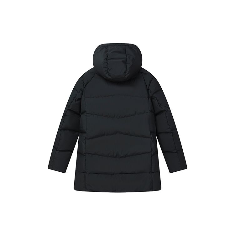 Fila Fleece Letter Hooded Mid-Length Down Jacket Men Outerwear Black F11M147902F-BK