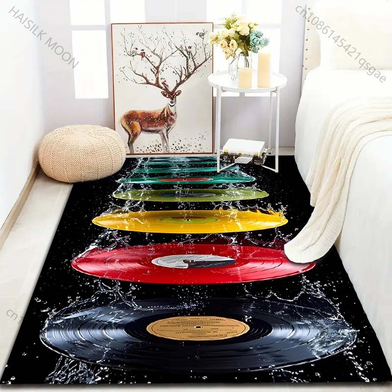 Vinyl Record Splash Print Carpet for Bedroom Living Room Bedside Sofa Floor Mat Modern Home Decor Area Rug Large Size