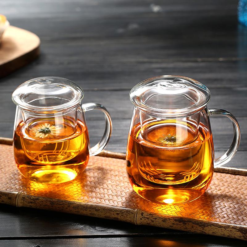 Chinese style tea mug with lid filter 550ml.Coffee Cups Tea Set Mugs Beer Drink Office Mug Transparent Drinkware Glass Cup