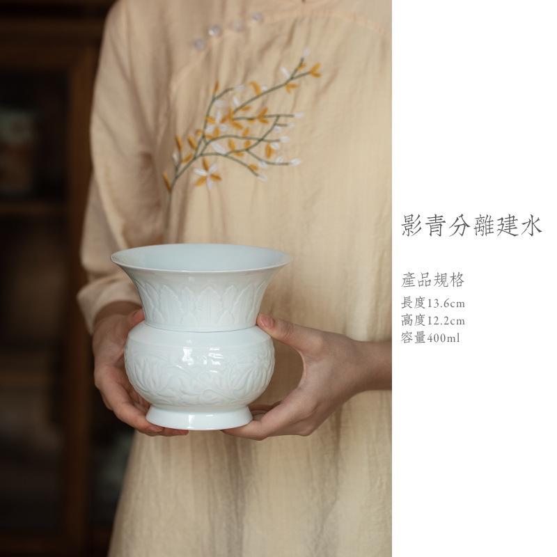 

400ml Handmade Relief Separation Jianshui Tea Washing Basin Tea Dust Cylinder Barrel Tea Residue Barrel Chaxi Accessories Craft