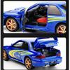 1/32 Scale Subaru Impreza Rally Alloy Racing Model Open Door Desk Ornament Sound Light Children's Toys Boy Gift