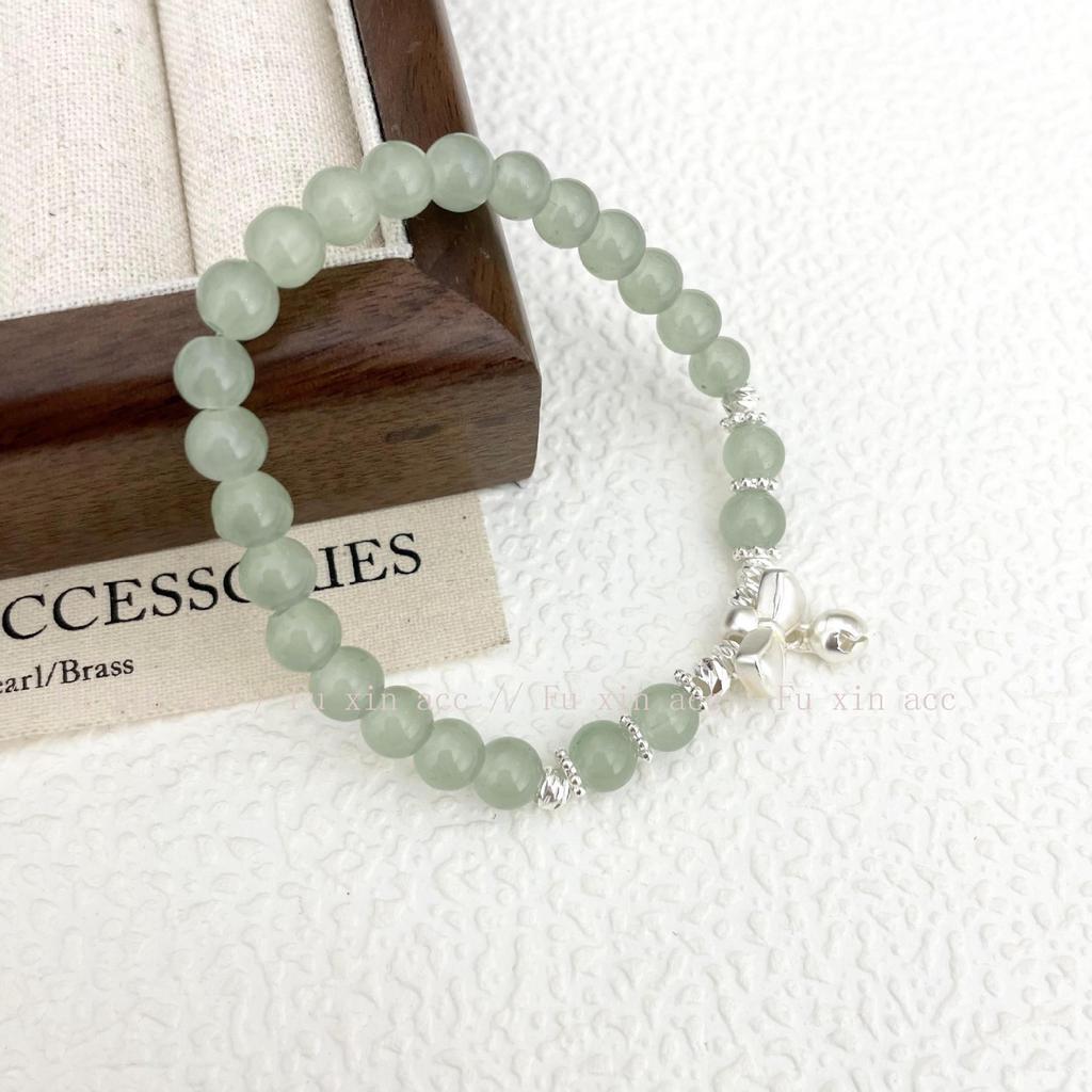 Retro Jade Bow Bell Bracelet: High-End Niche Fashion Jewelry