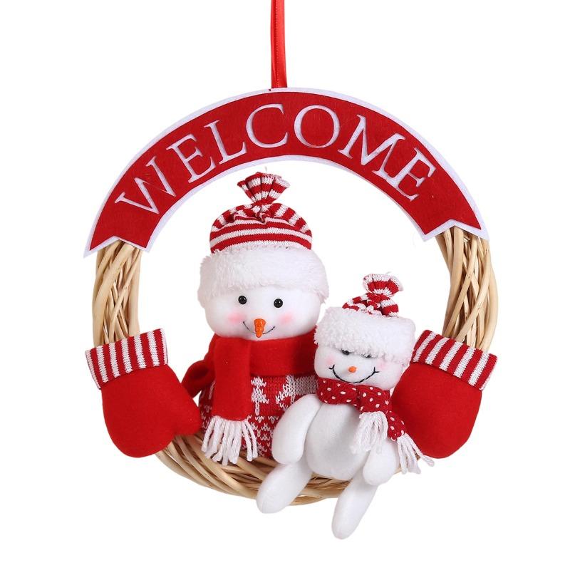 Christmas Decorations Old Man Snowman Elk Rattan Wreath Door Wall Hanging Christmas Tree Window Scene Arrangement