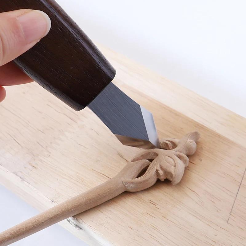 1PC Marking Knife Double Bevel Striking Knife Wooden Handle for Woodworking Carving and Marking