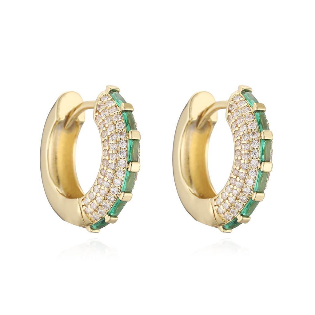 18K Gold Plated Zircon Hoop Earrings for Women Micro Paved Cubic Zirconia Huggie Earrings Elegant Brass Hoop Earrings
