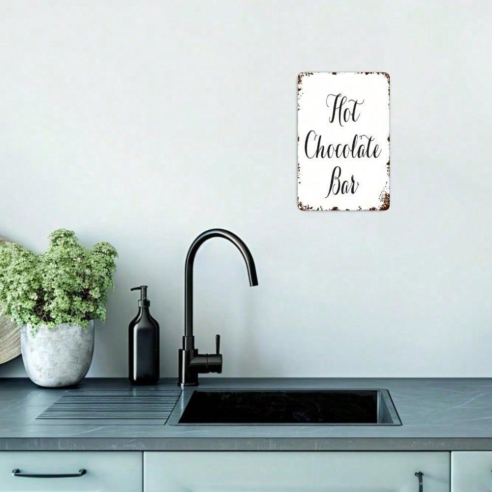 1pc Vintage Hot Chocolate Bar Metal Tin Sign 8x12 Inch Retro Rustic Wall Art Cafe Decor