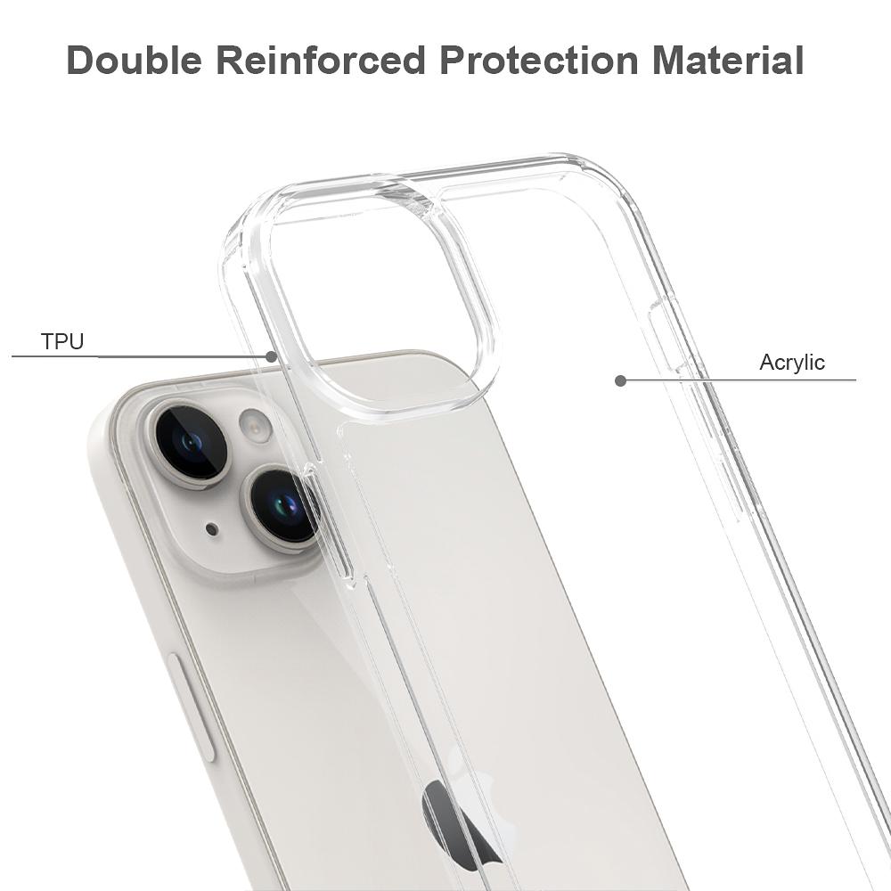 For iPhone 15 Plus Clear Acrylic+TPU Hybrid Phone Cover Anti-Scratch Mobile Phone Case Shell